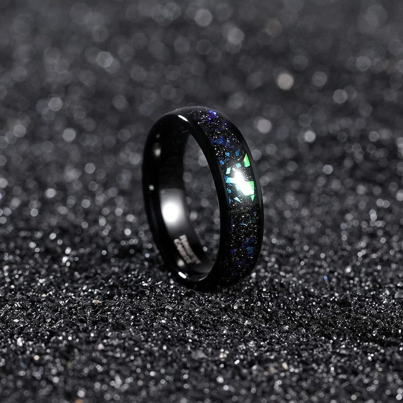 Galaxy jewelry crafted with black Tungsten and a stunning galaxy inlay.