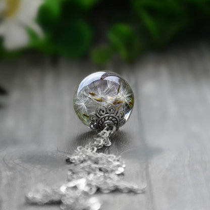 Real Dandelion Seed Orb Necklace