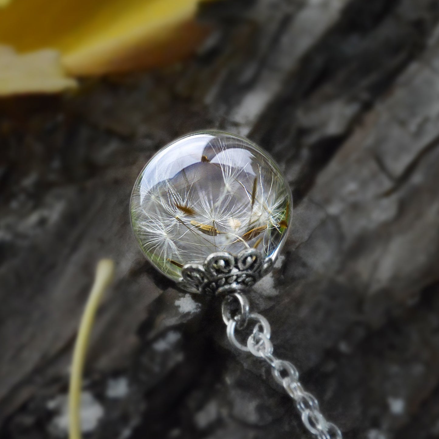 Real Dandelion Seed Orb Necklace