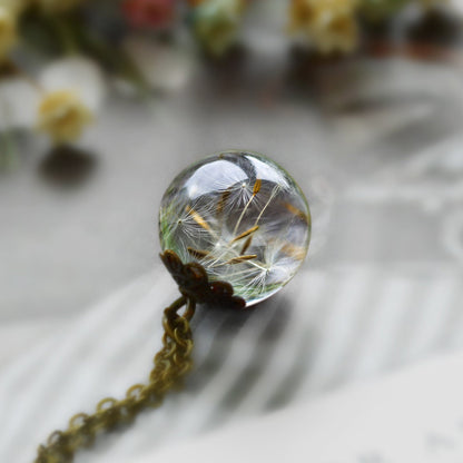 Real Dandelion Seed Orb Necklace