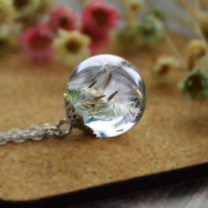 Real Dandelion Seed Orb Necklace