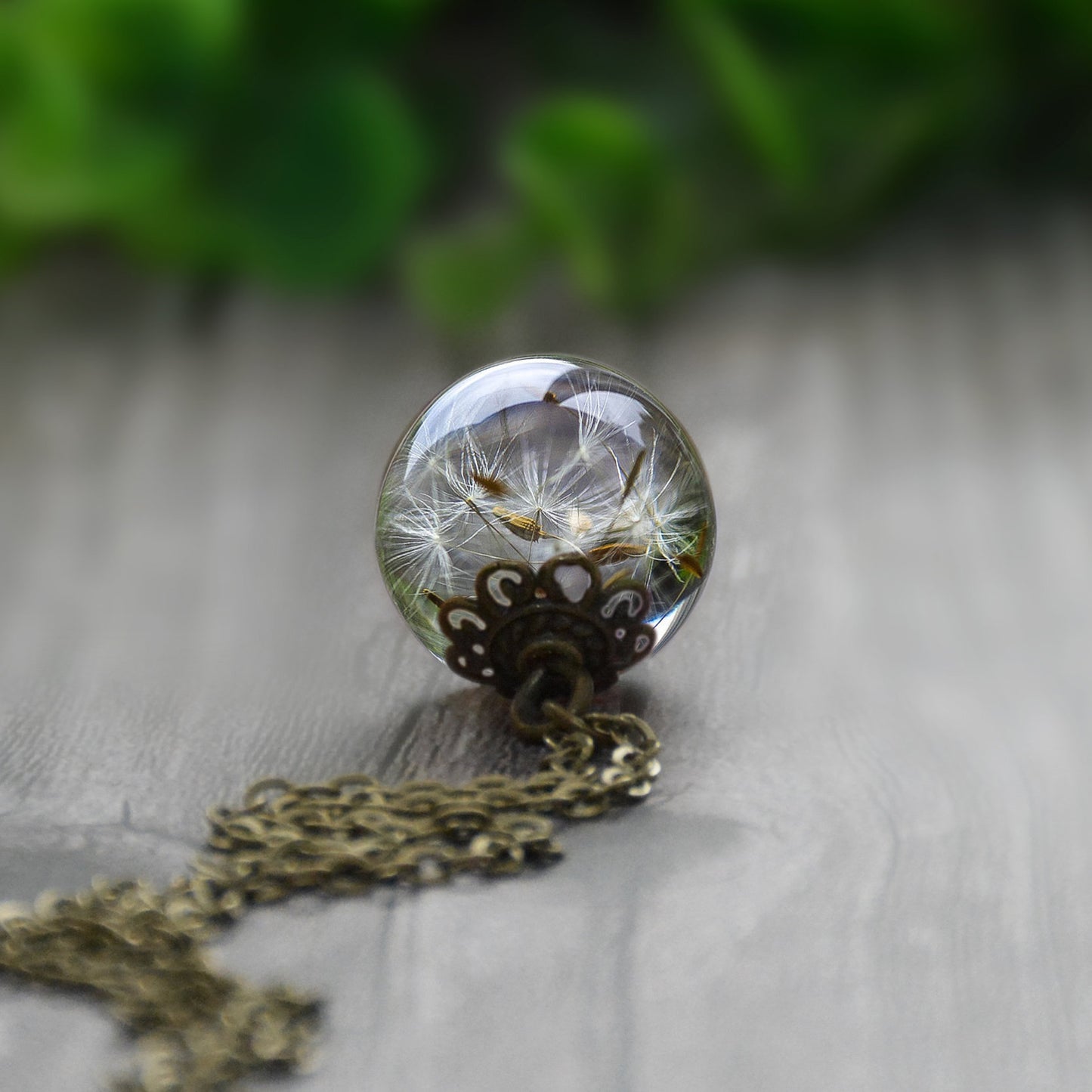 Real Dandelion Seed Orb Necklace