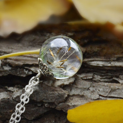 Real Dandelion Seed Orb Necklace