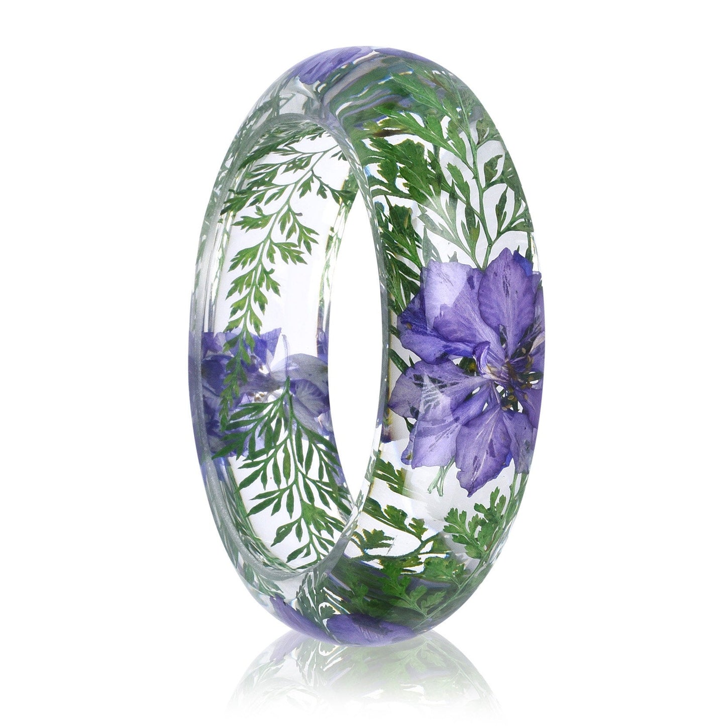 Purple Cornflower and Fern Bangle