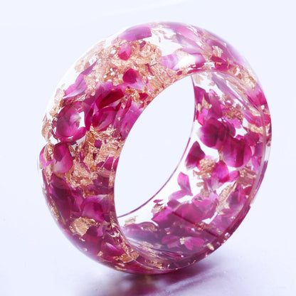 Pink Rose Petal and Gold Flake Bangle