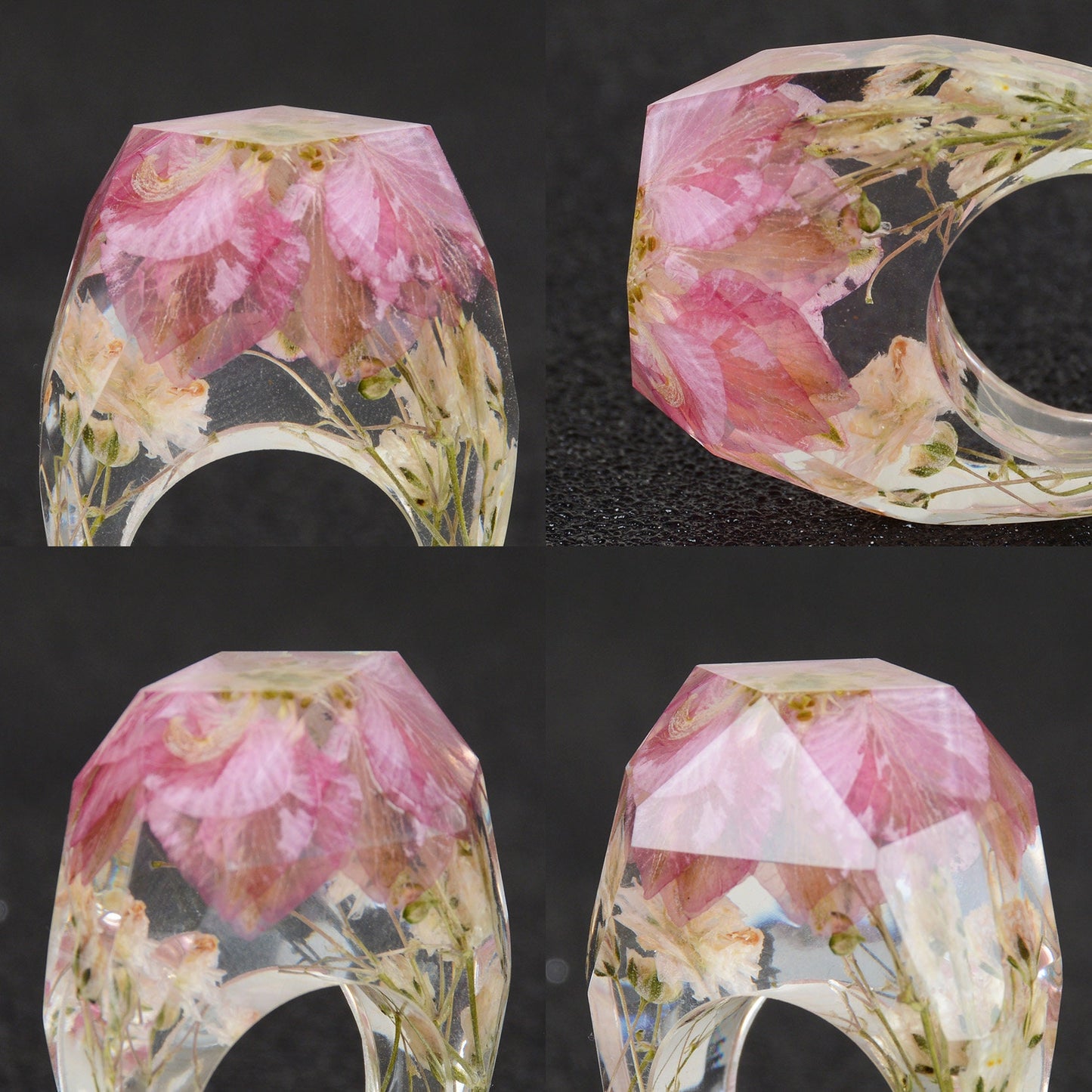 Chunky Pink Cornflower & Baby's Breath Ring