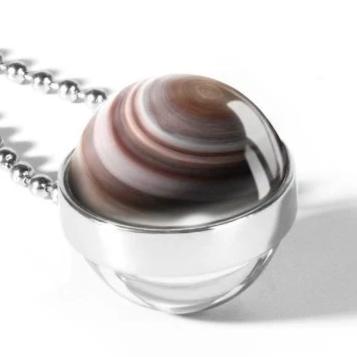 3D Planet Saturn Solar System Necklace