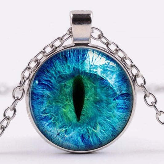 Collier Oeil de Chat Bleu Océan