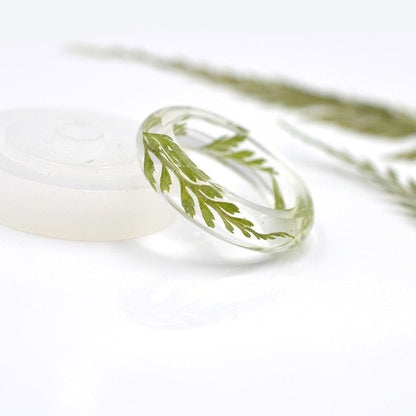 Real Natural Fern Resin Ring