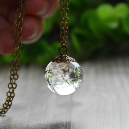 Real Dandelion Seed Orb Necklace