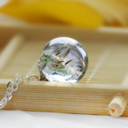 Real Dandelion Seed Orb Necklace