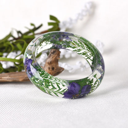 Purple Cornflower and Fern Bangle