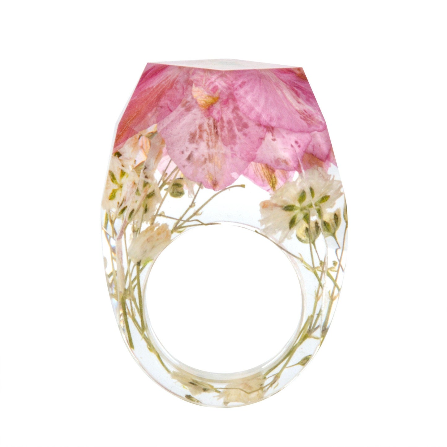 Chunky Pink Cornflower & Baby's Breath Ring