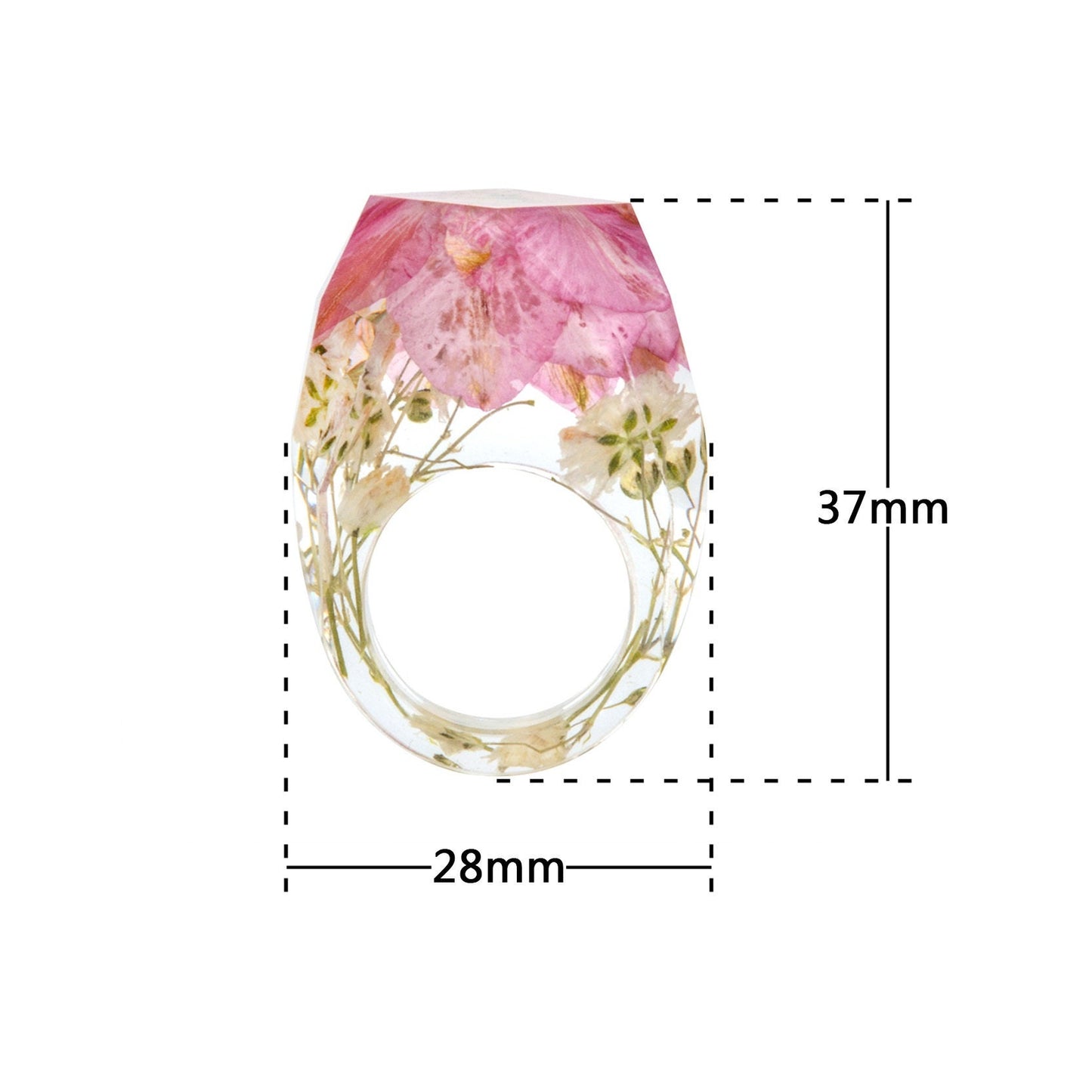 Chunky Pink Cornflower & Baby's Breath Ring