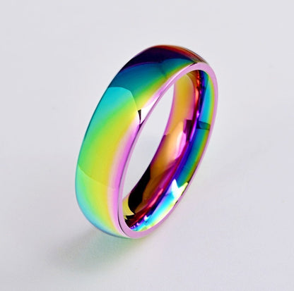 Bague irisée en titane arc-en-ciel métallisé