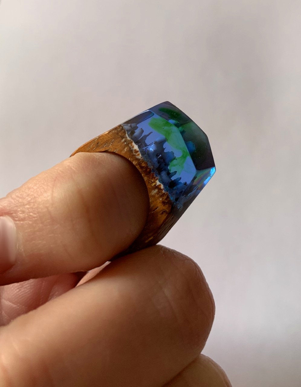 Bague du monde secret magique aurore boréale