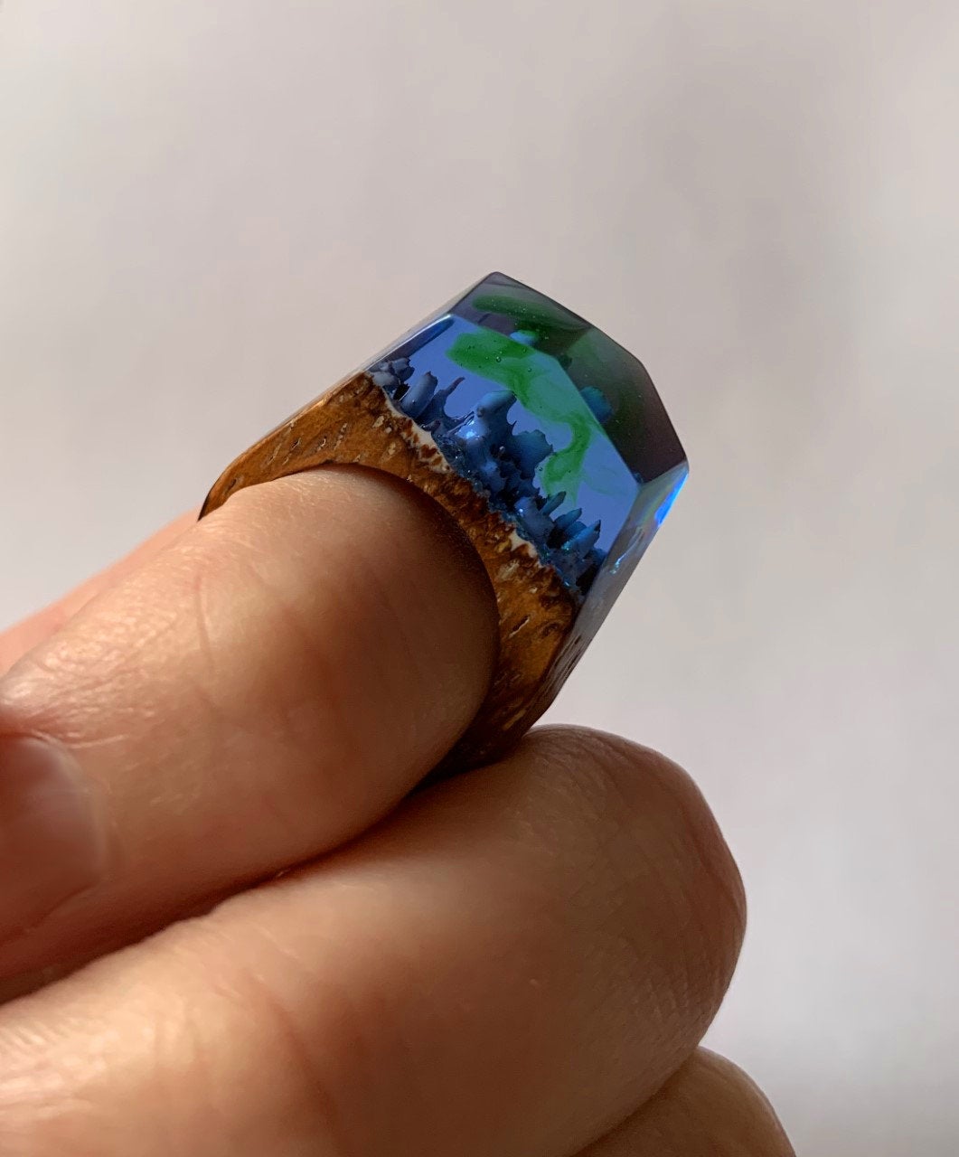 Bague du monde secret magique aurore boréale