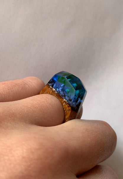 Bague du monde secret magique aurore boréale