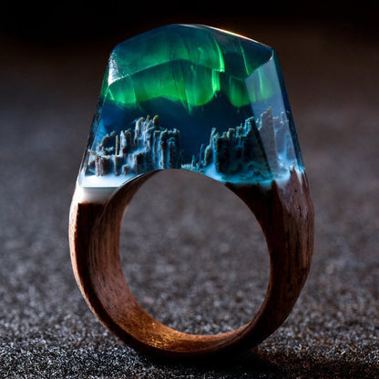 Bague du monde secret magique aurore boréale