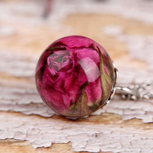 Collier véritable orbe de rose