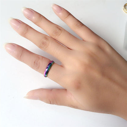 Bague en titane arc-en-ciel irisé (bande de 4 mm)