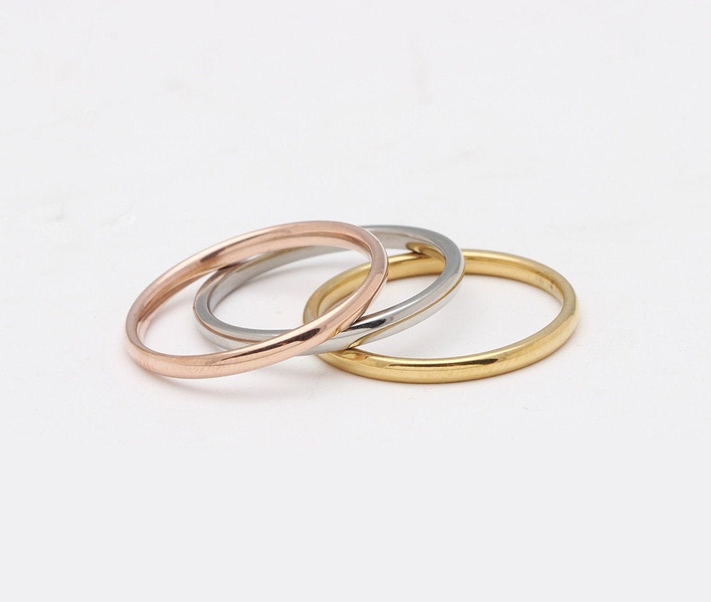 Set of 3 Stacking Rings (Gold, Silver, Rose Gold)