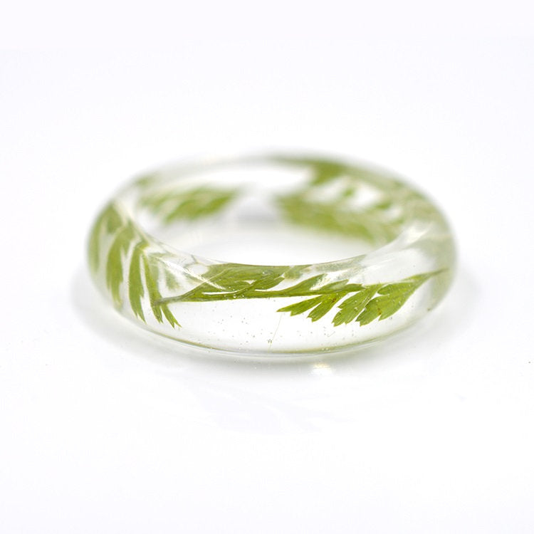 Real Natural Fern Resin Ring