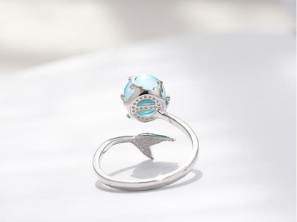 Bague de changement de couleur de larmes de sirène argentée