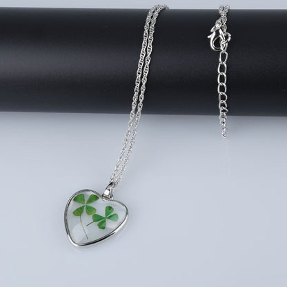 Véritable collier de trèfle à quatre feuilles