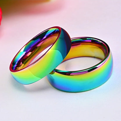 Bague irisée en titane arc-en-ciel métallisé