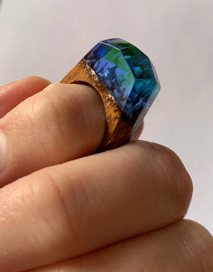 Bague du monde secret magique aurore boréale