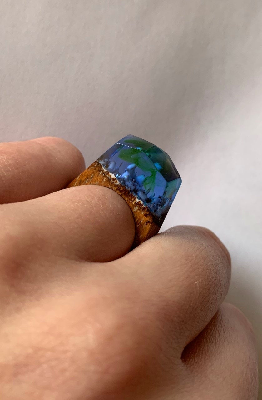 Bague du monde secret magique aurore boréale