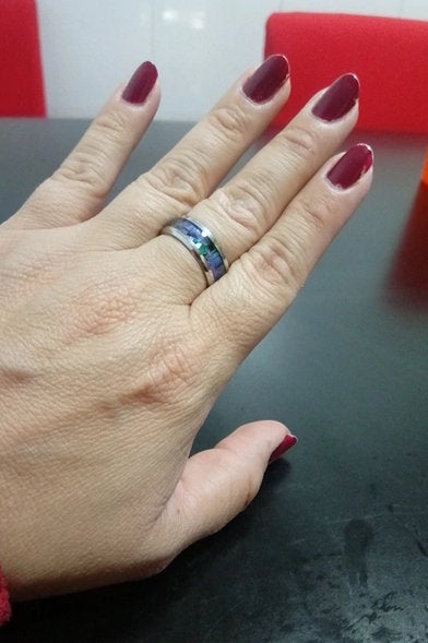 Regenbogen-Abalone-Muschel-Ring