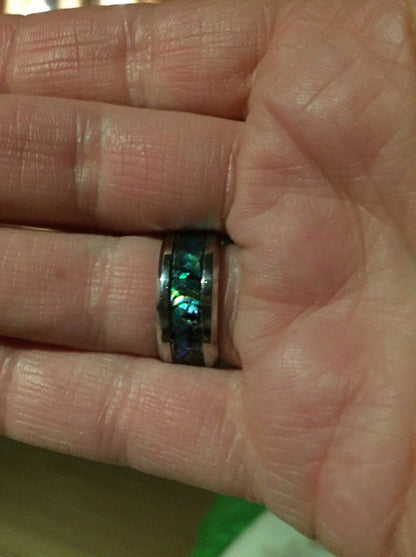 Regenbogen-Abalone-Muschel-Ring