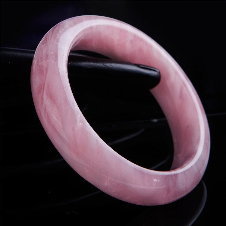 Pink Rose Quartz Crystal Bangle