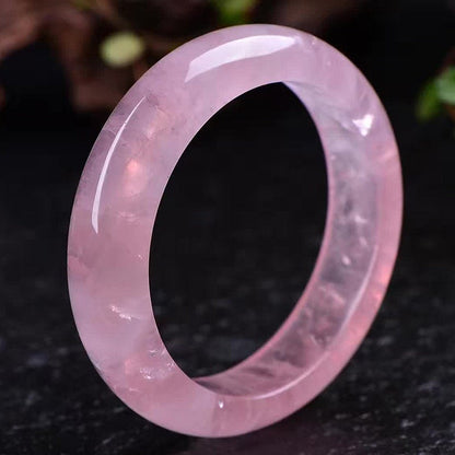 Pink Rose Quartz Crystal Bangle