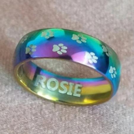 Bague commémorative gravée pour animaux de compagnie Rainbow Bridge