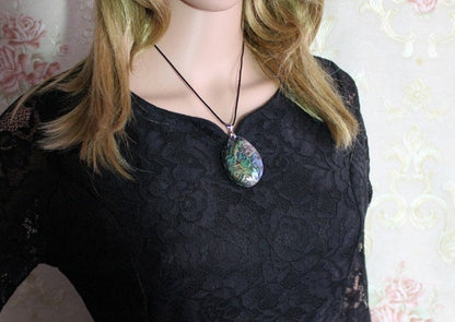 Real Whole Rainbow Abalone Shell Necklace