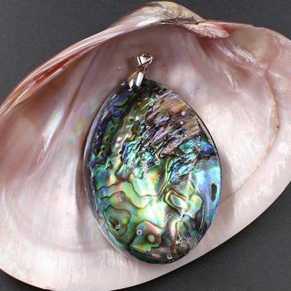 Real Whole Rainbow Abalone Shell Necklace