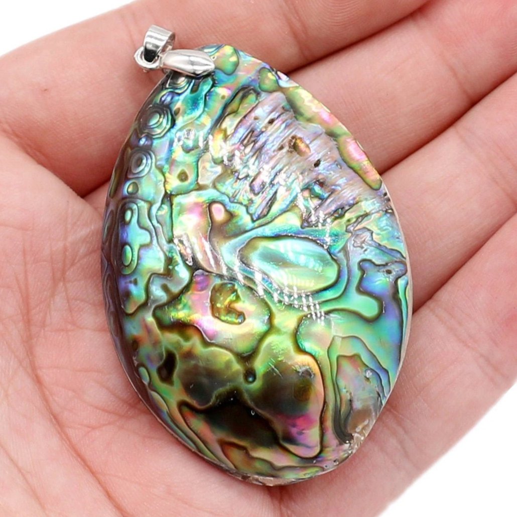 Real Whole Rainbow Abalone Shell Necklace