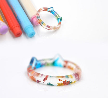 Dainty Rainbow Flower Ring