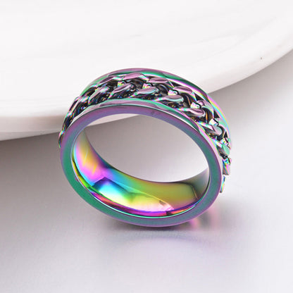 Rainbow Titanium Spinner Ring