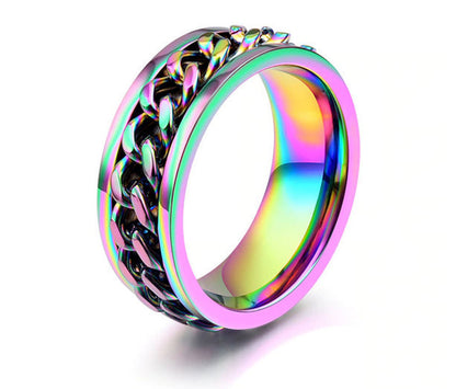 Rainbow Titanium Spinner Ring