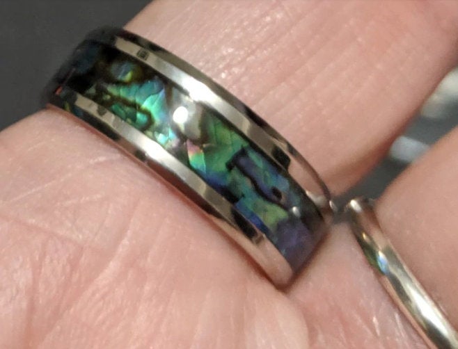 Regenbogen-Abalone-Muschel-Ring