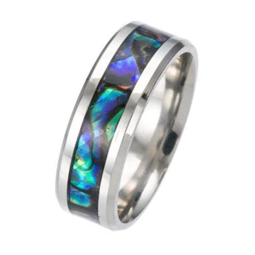 Regenbogen-Abalone-Muschel-Ring