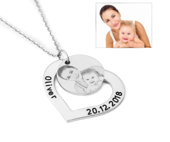 Customized Engraved Photo Message Necklace