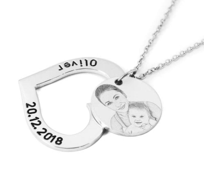 Customized Engraved Photo Message Necklace