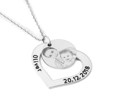 Customized Engraved Photo Message Necklace