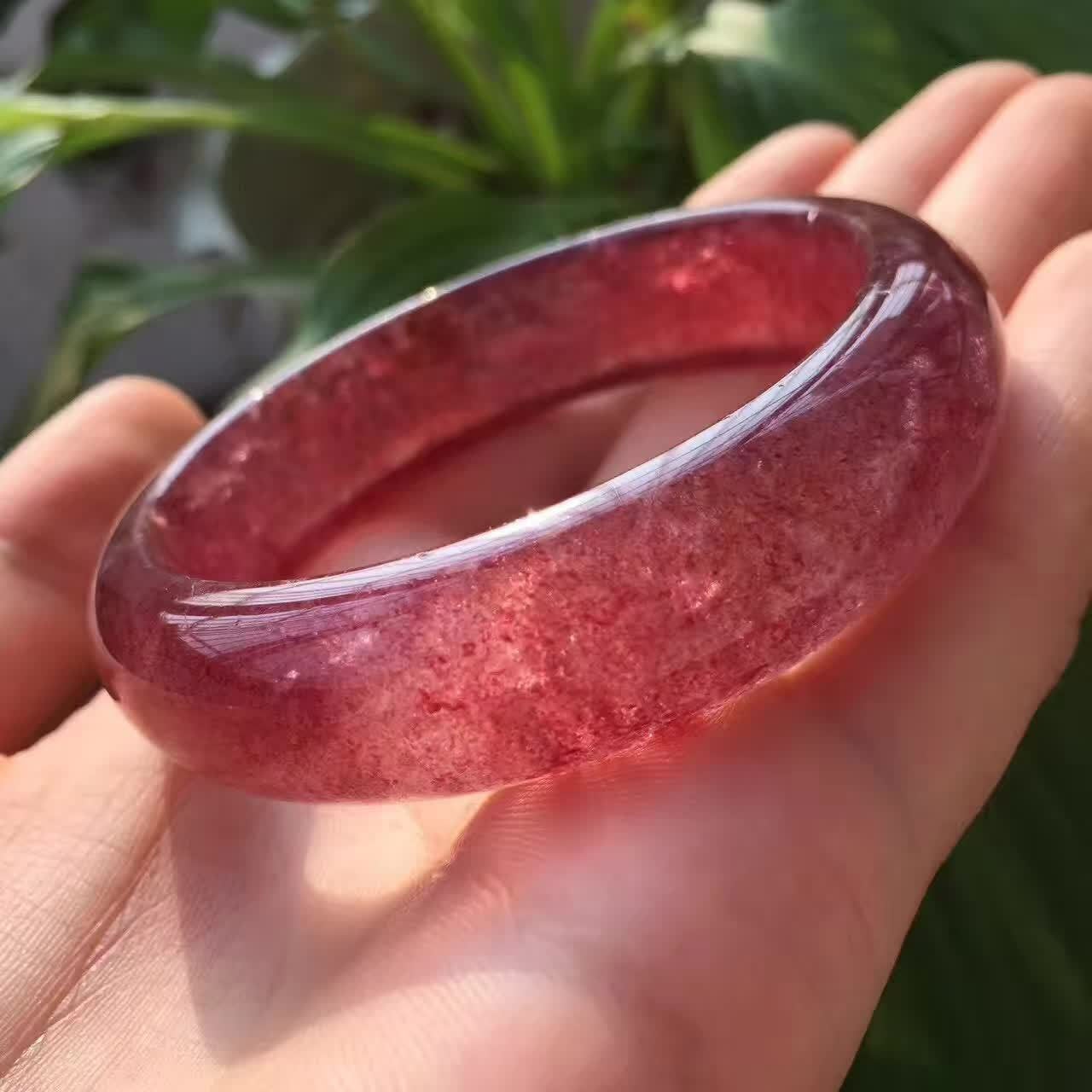 Thick Strawberry Quartz Crystal Bangle – The Wistful Woods