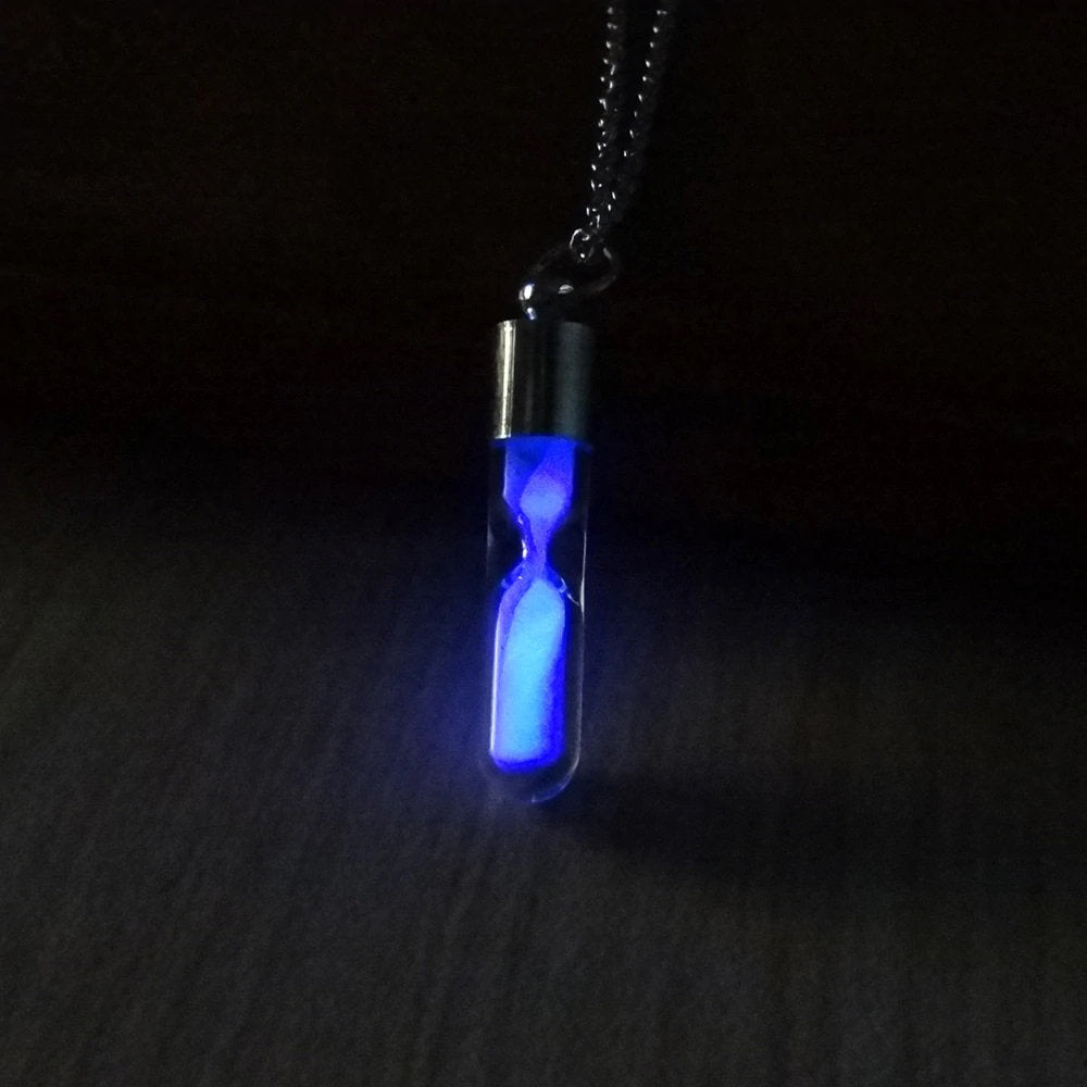 Glow In The Dark Sands of Time Hourglass Necklace